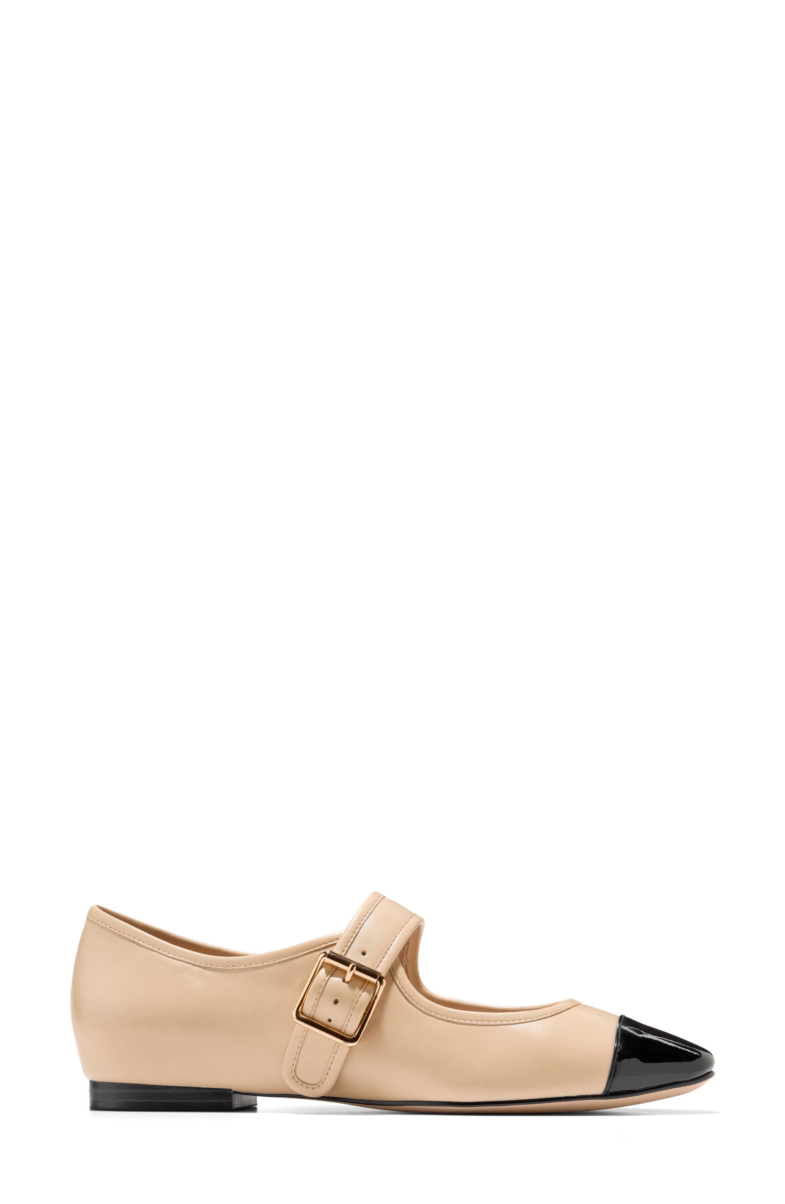 Raquelle Mary Jane Ballet Flat, Alternate, color, MARZIPAN LEATHER/ BLACK PATENT