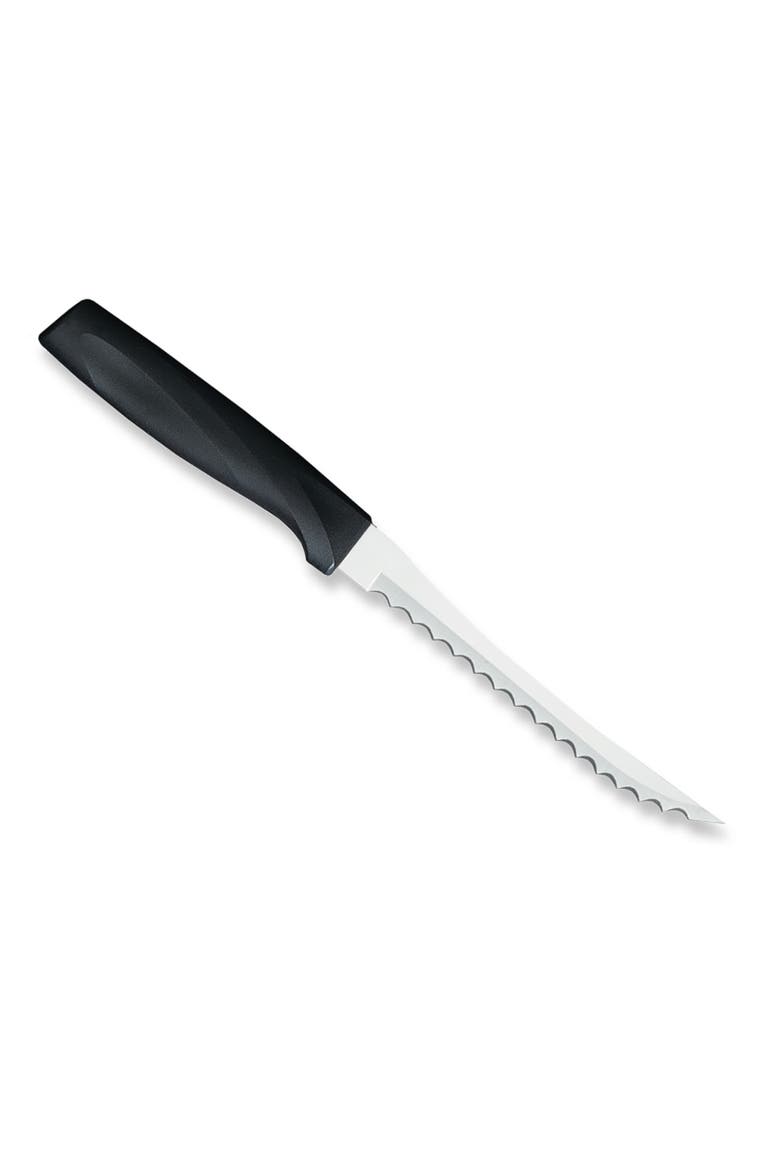 Cutlery 5-Inch Tomato Slicer Serrated Stainless Blade Anthem Wave Handle, Main, color, Black