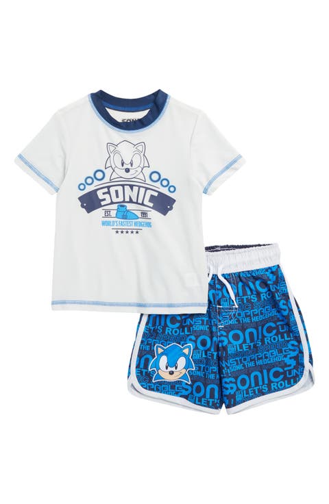 Kids' Sonic Short Sleeve Rashguard Swim Set (Little Kid)