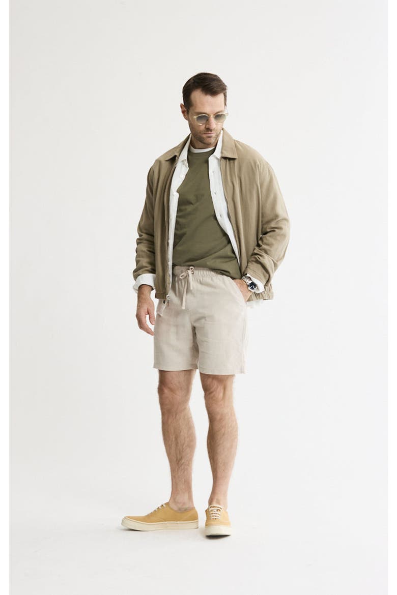 Linen Blend Drawstring Shorts, Alternate, color, Stone