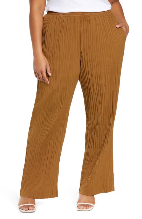 Plissé Pull-On Pants (Plus Size)