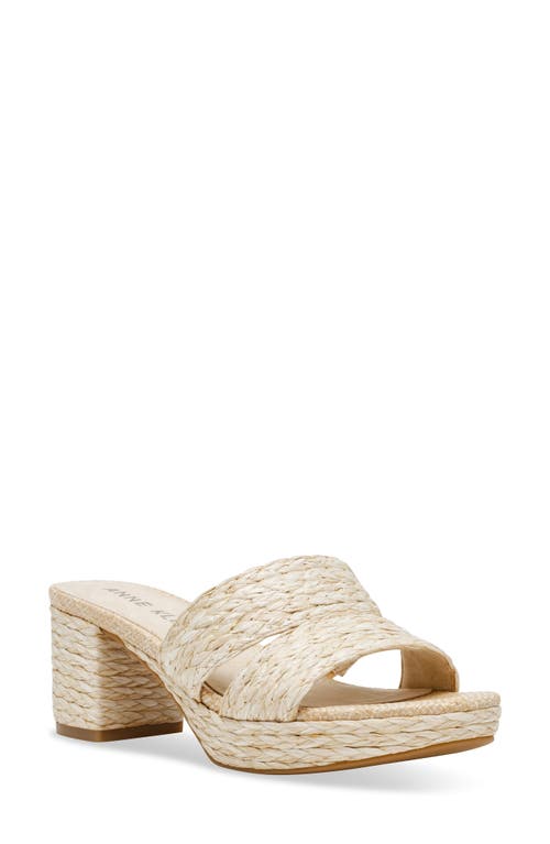 Anne Klein Women's Palmer Slip On Block Heel Dress Sandals In Natural Raffia