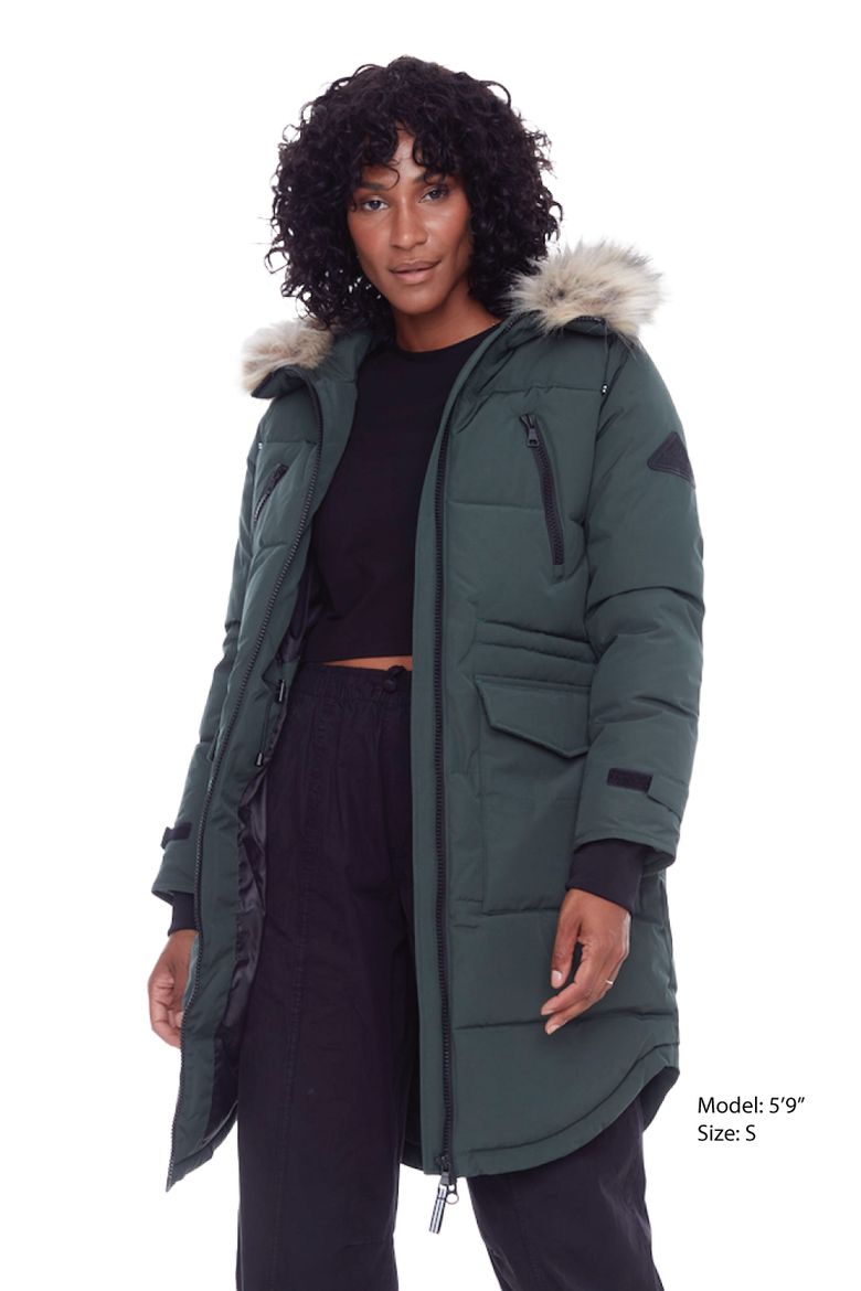 UKON - Vegan Down Drawstring Winter Parka, Alternate, color, DEEP GREEN