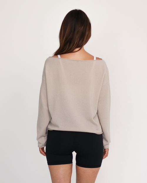 Rebody Active Romy Off Shoulder Cashmere Sweater In Gray