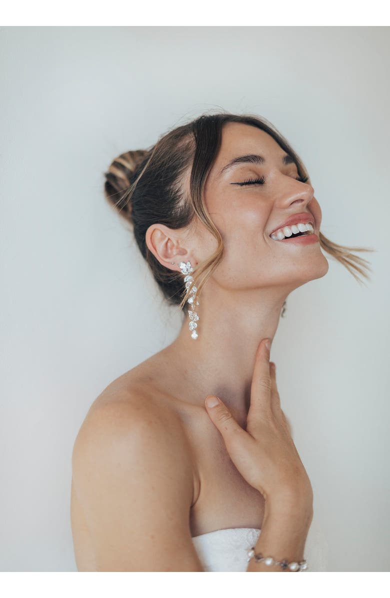 Untamed Petals Promise Crystal Drop Earrings, Alternate, color, Silver