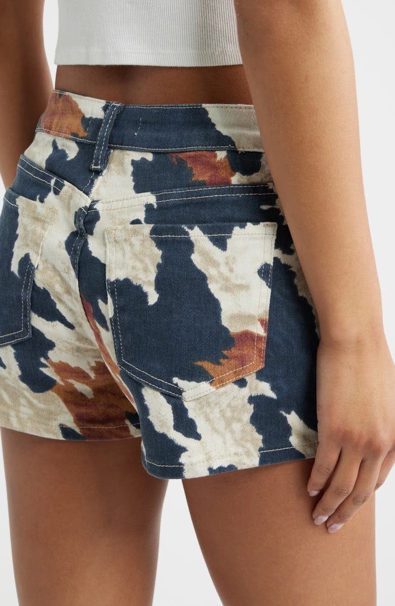 YMI Print Mid Rise Bull Denim Shorts, Alternate, color, Dallas