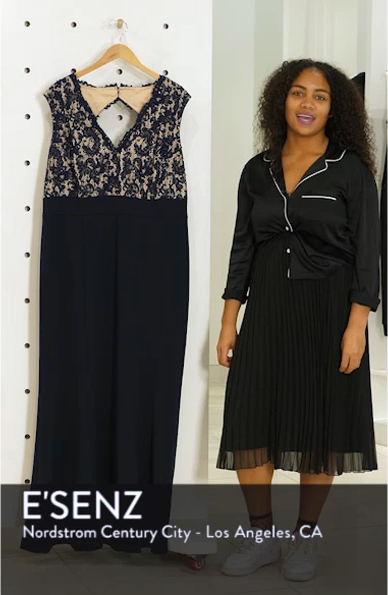 Lace Bodice Trumpet Dress, sales video thumbnail