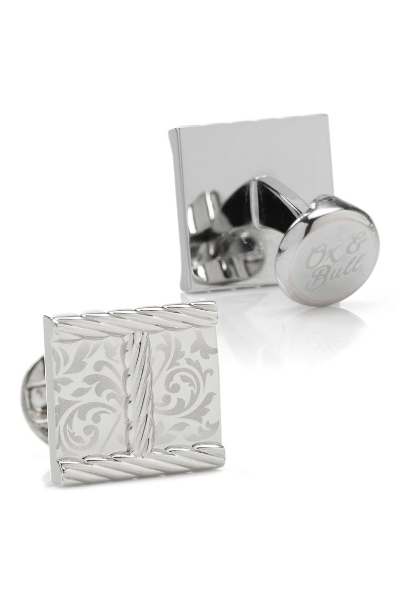 Engraved Cuff Links, Alternate, color, SILVER