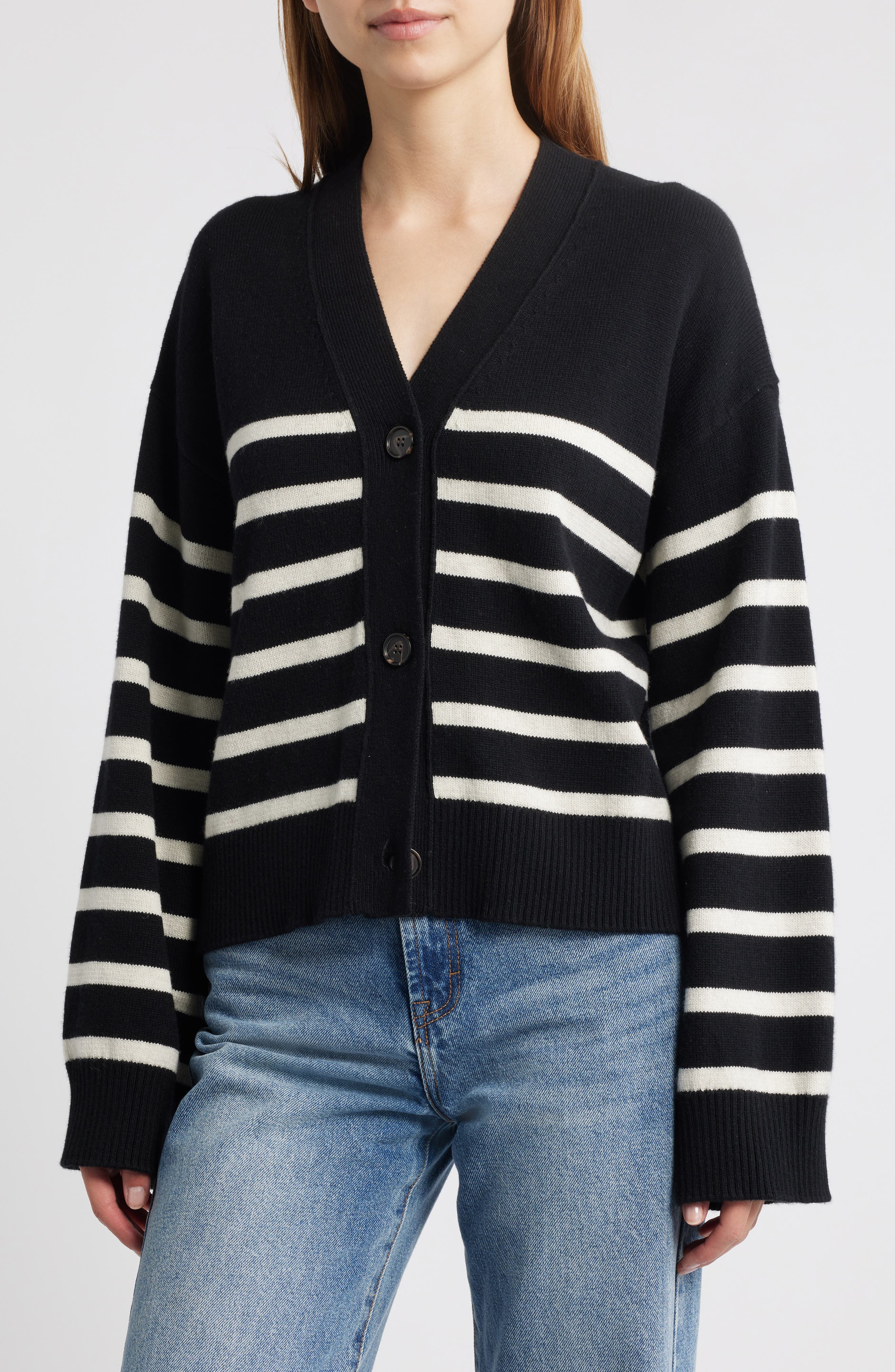 Rails Geneva Stripe Wool & Cashmere Blend Cardigan