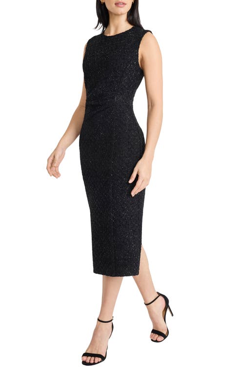 Maggy London Sleeveless Tinsel Knit Midi Dress In Black