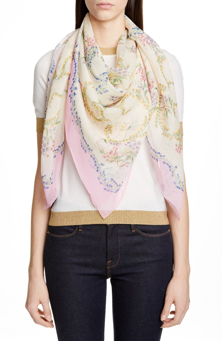 Gucci Provence Silk Shawl, Alternate, color,