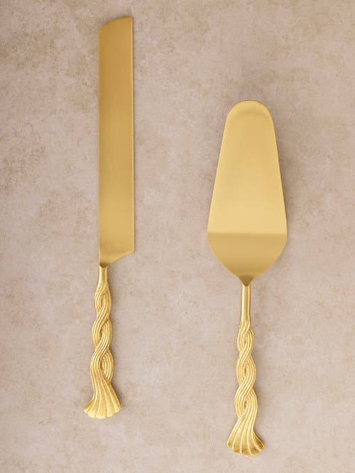 Gauri Kohli Santiago Cake Servers, Set Of 2 In Gold