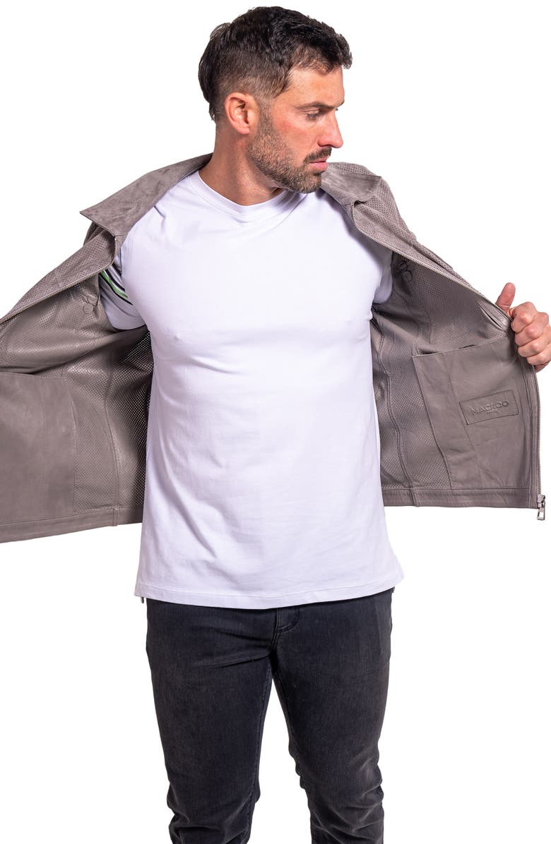Maceoo Ascension0017 Perforated Suede Jacket, Alternate, color, Grey