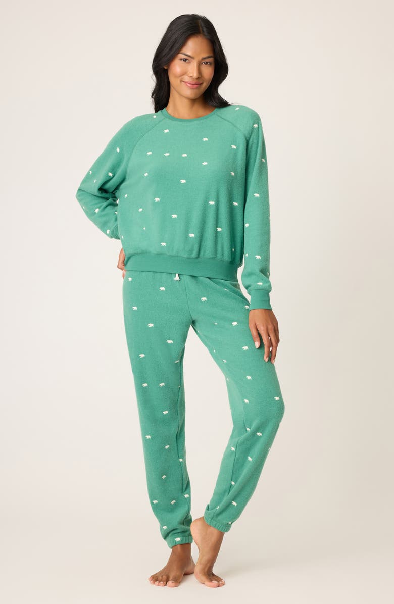 PJ Salvage The Outsider Fleece Pajamas Top, Alternate, color, Forest