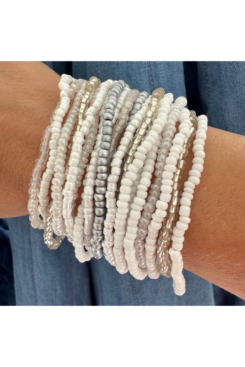 Shades of White Bracelet Stack, Alternate, color, White