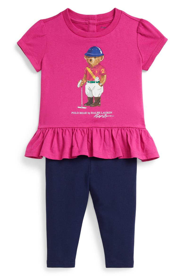 Graphic Peplum Top and Leggings Set, Main, color, COLLEGE PINK