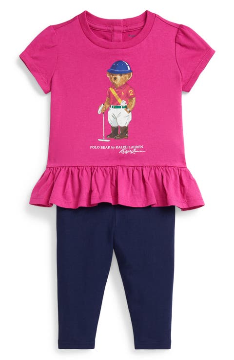 Graphic Peplum Top and Leggings Set