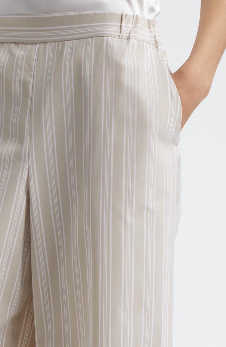 MM by Max Mara Arley Stripe Wide Leg Cotton Pants, Alternate, color, Ivory