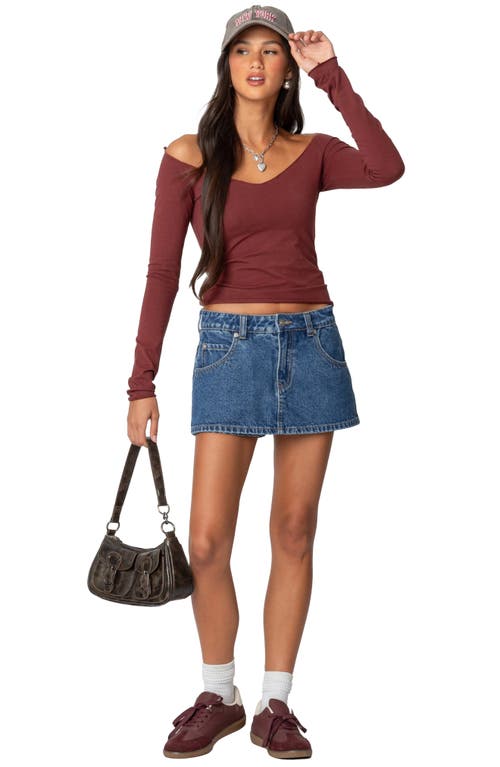 Edikted Talia Denim Miniskort In Dark-blue