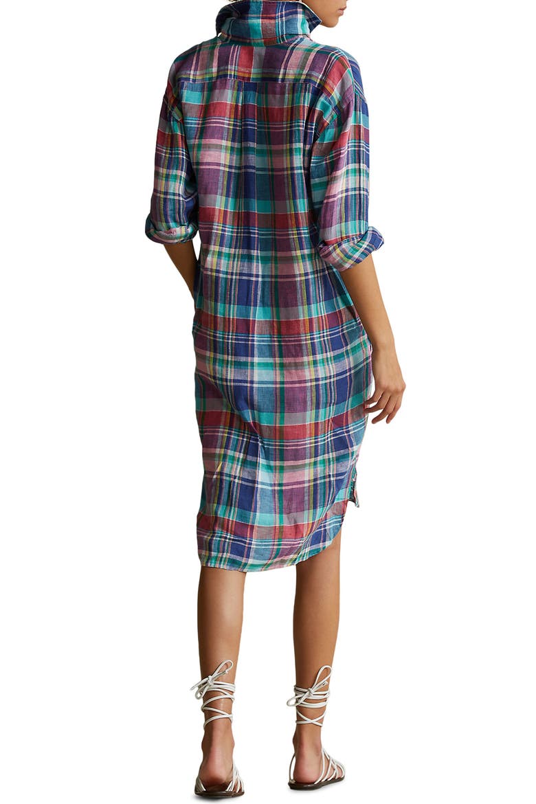 Plaid Long Sleeve Dress, Alternate, color, BLUE/ PINK