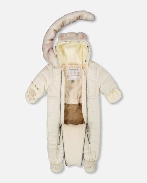 Deux Par Deux Gender Inclusive One-piece Layette Snowsuit Designed For Car Seat In White