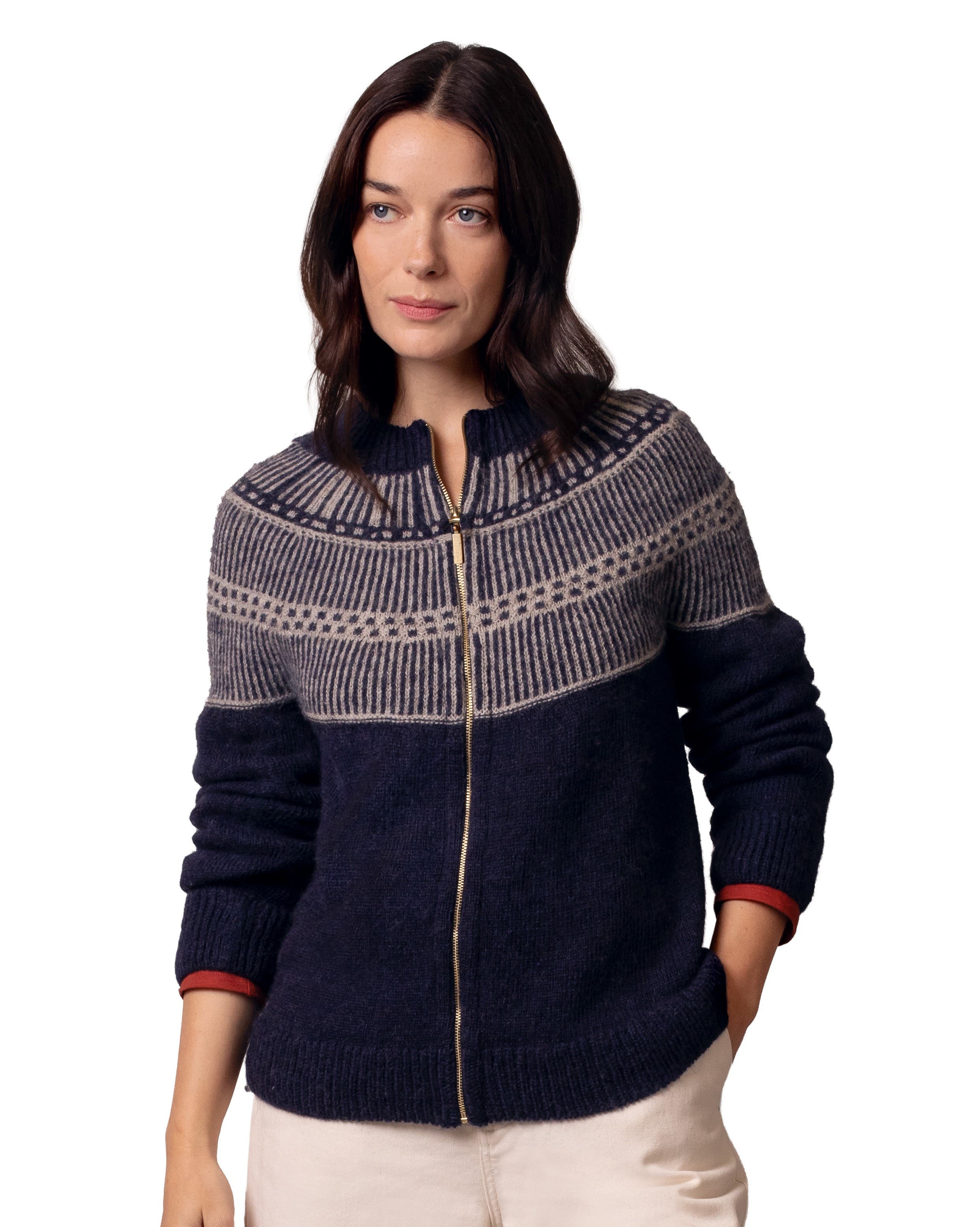 British Wool Yoke Stitch Cardigan