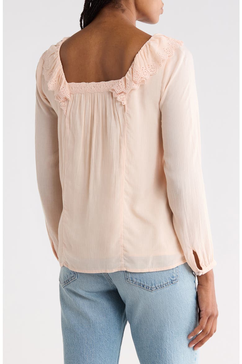 Brylen Ruffle Long Sleeve Top, Alternate, color, PEACH BLUSH