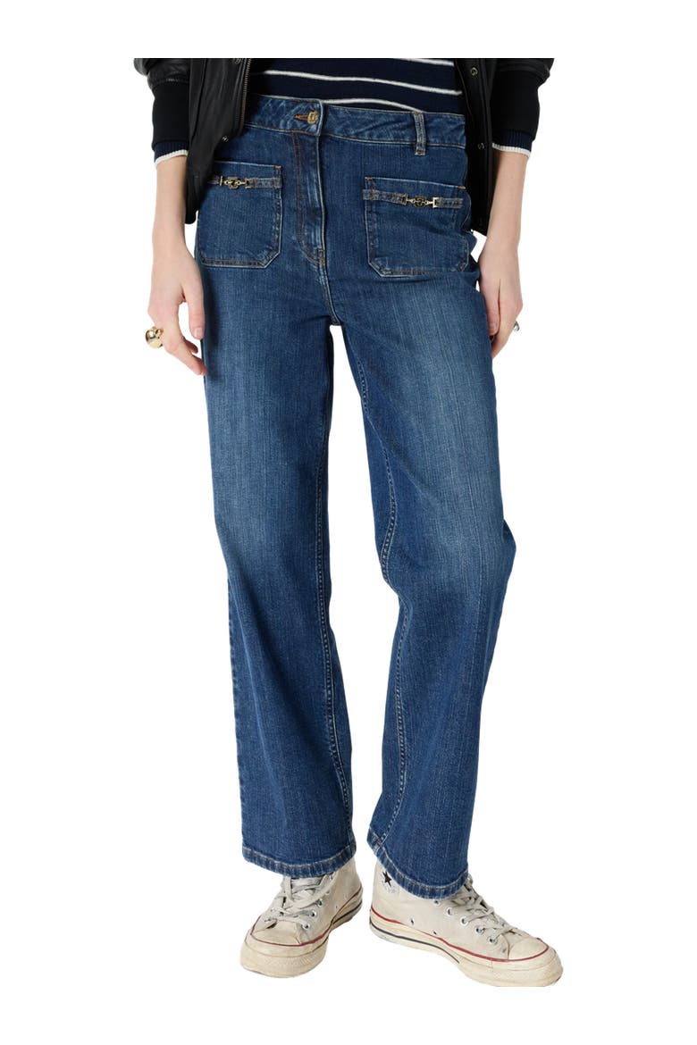 Arlina Monogram Pocket Detail Jeans, Main, color, Jeans