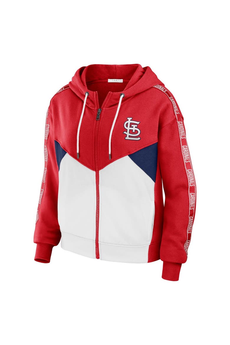 Women's WEAR by Erin Andrews Red/White St. Louis Cardinals  Color Block Full-Zip Hoodie, Alternate, color, Red