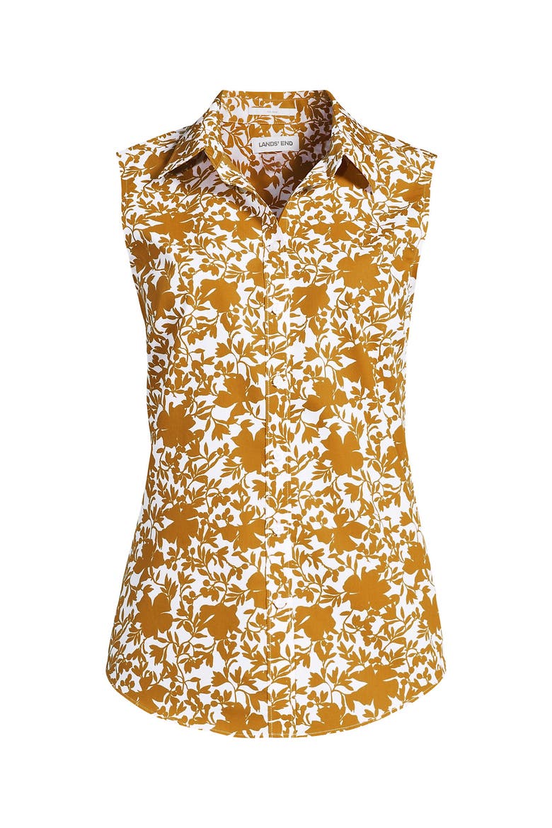 Plus Size No Iron Sleeveless Shirt, Alternate, color, Vintage Amber Pressed Floral