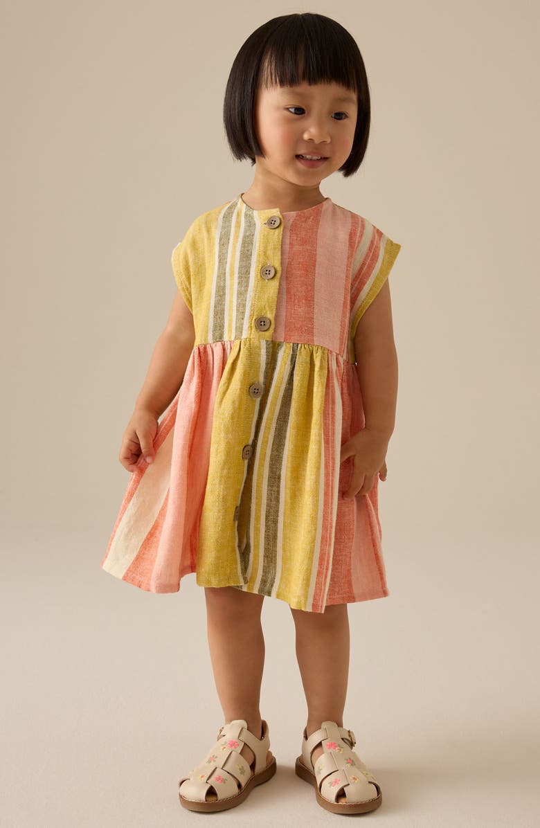 NEXT Rusty Stripe Cotton Button-Up Dress, Alternate, color, 