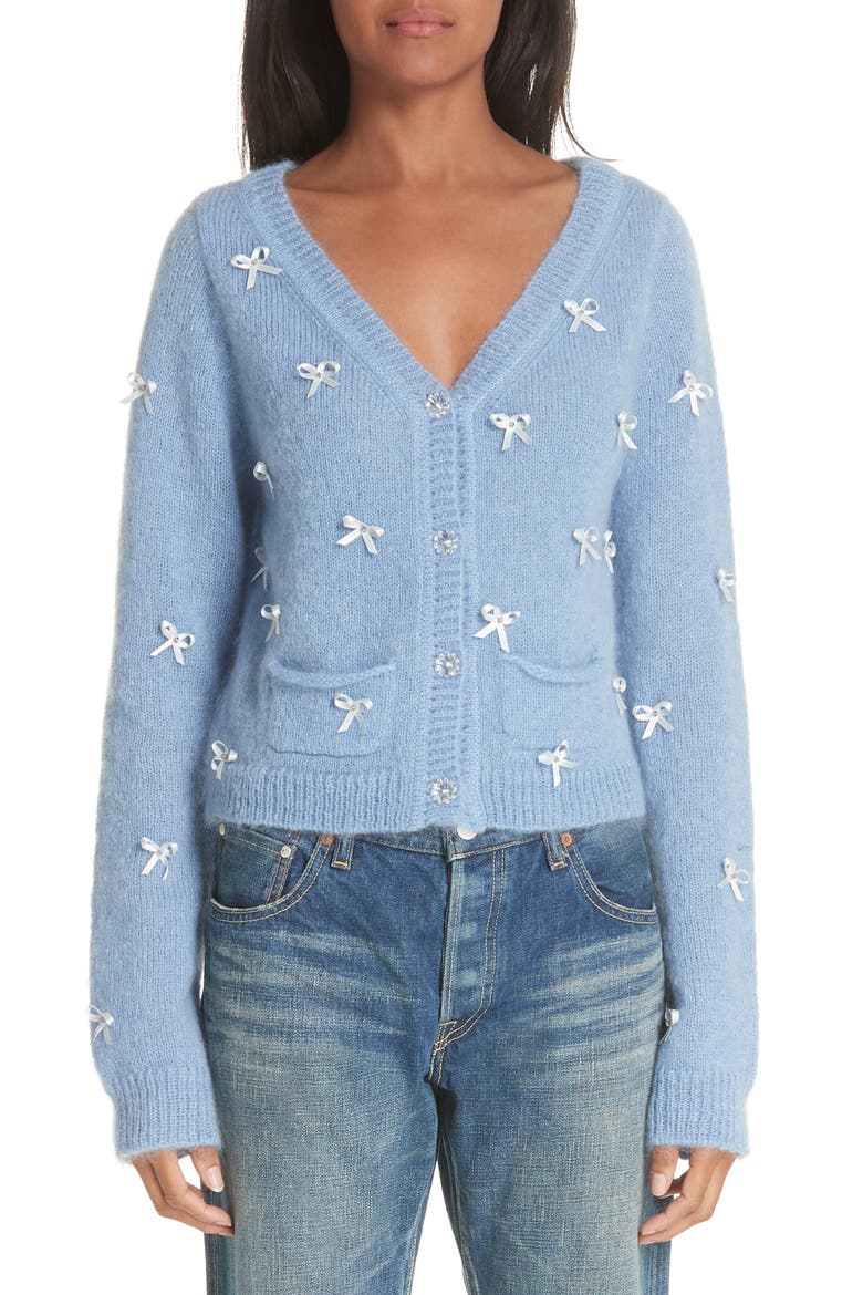 Petit Ribbon Cardigan, Main, color, BLUE BLUE