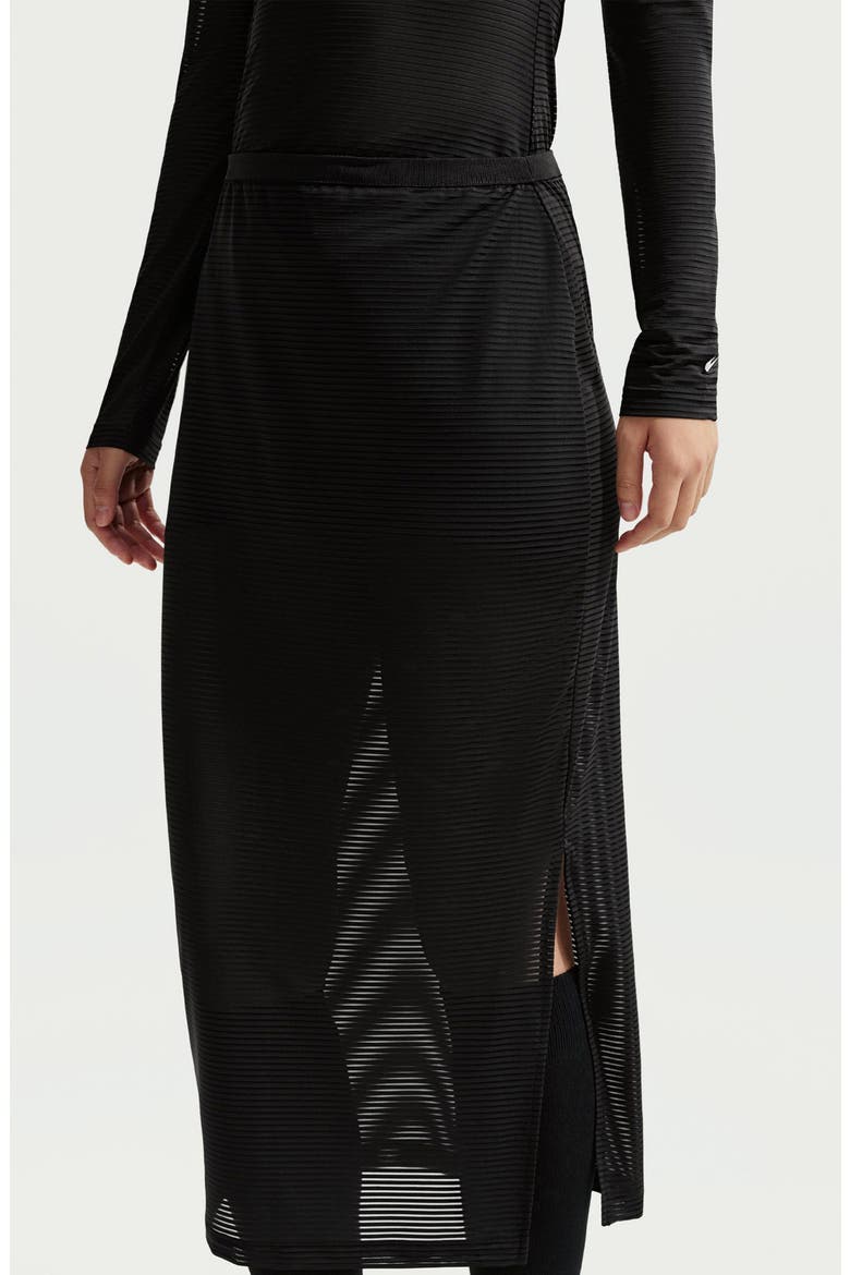 Stripe Sheer Midi Skirt, Alternate, color, BLACK/ SAIL