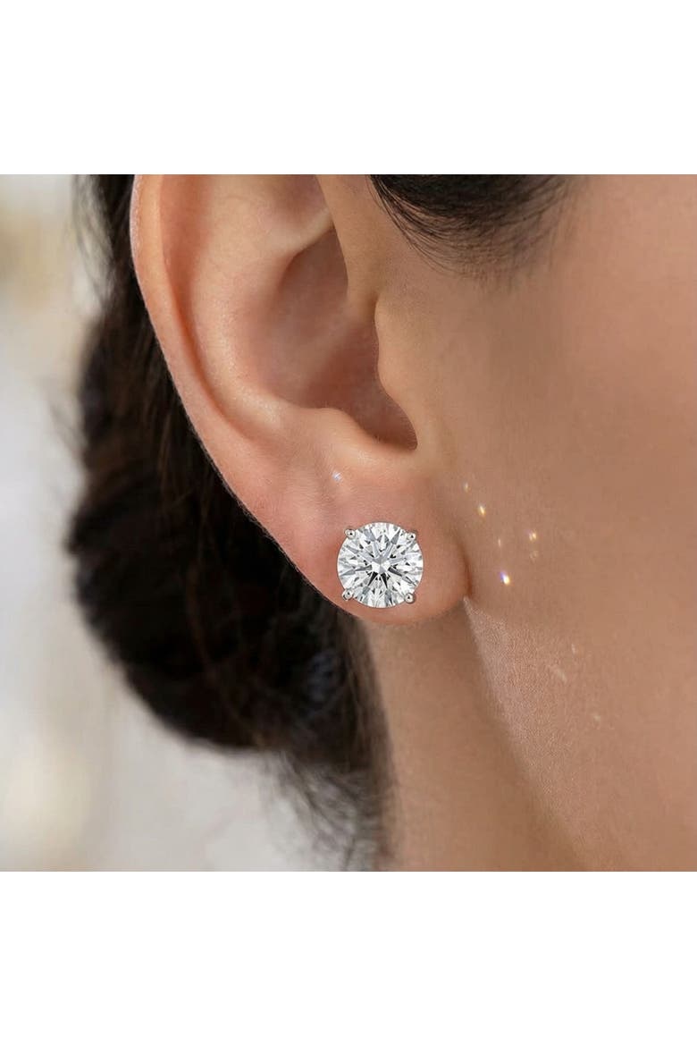4 Ct T.W. Round Diamond Screw Back Studs 14k Gold Lab Grown, Alternate, color, 14k White Gold
