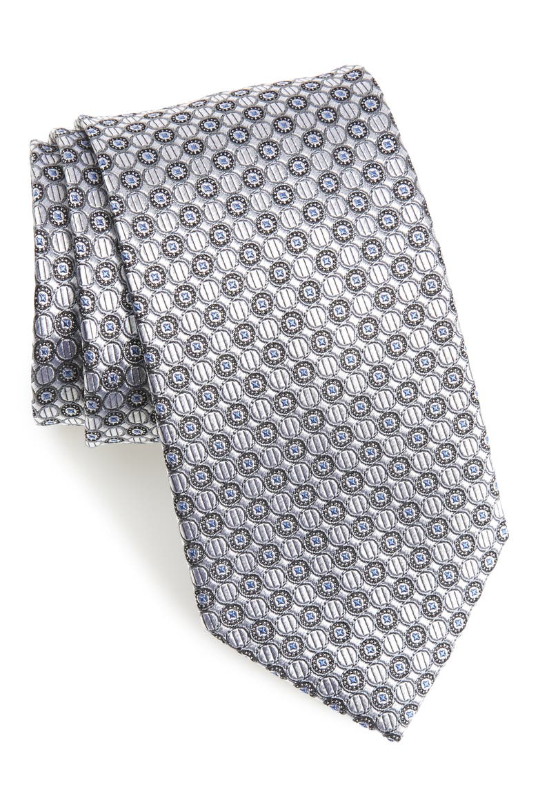 Neat Silk Tie, Main, color, SILVER