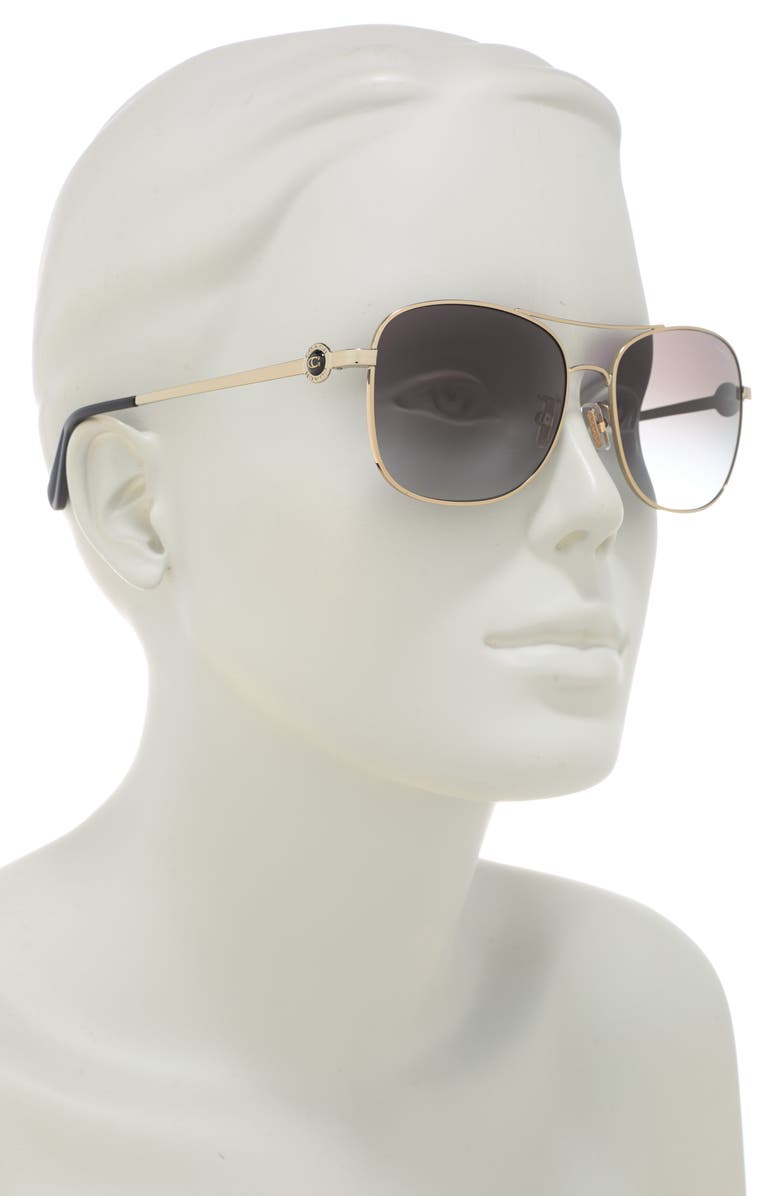 COACH 56mm Rectangle Downtown Sunglasses, Alternate, color, Shiny Light Gold