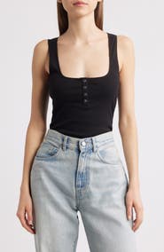 Good American Pointelle Henley Tank