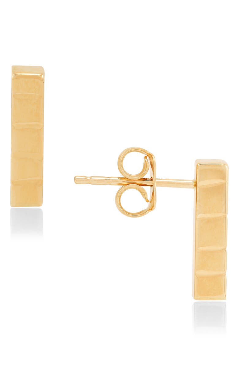 Frankie & Zoe Textured Bar Stud Earrings, Alternate, color, Yellow Gold