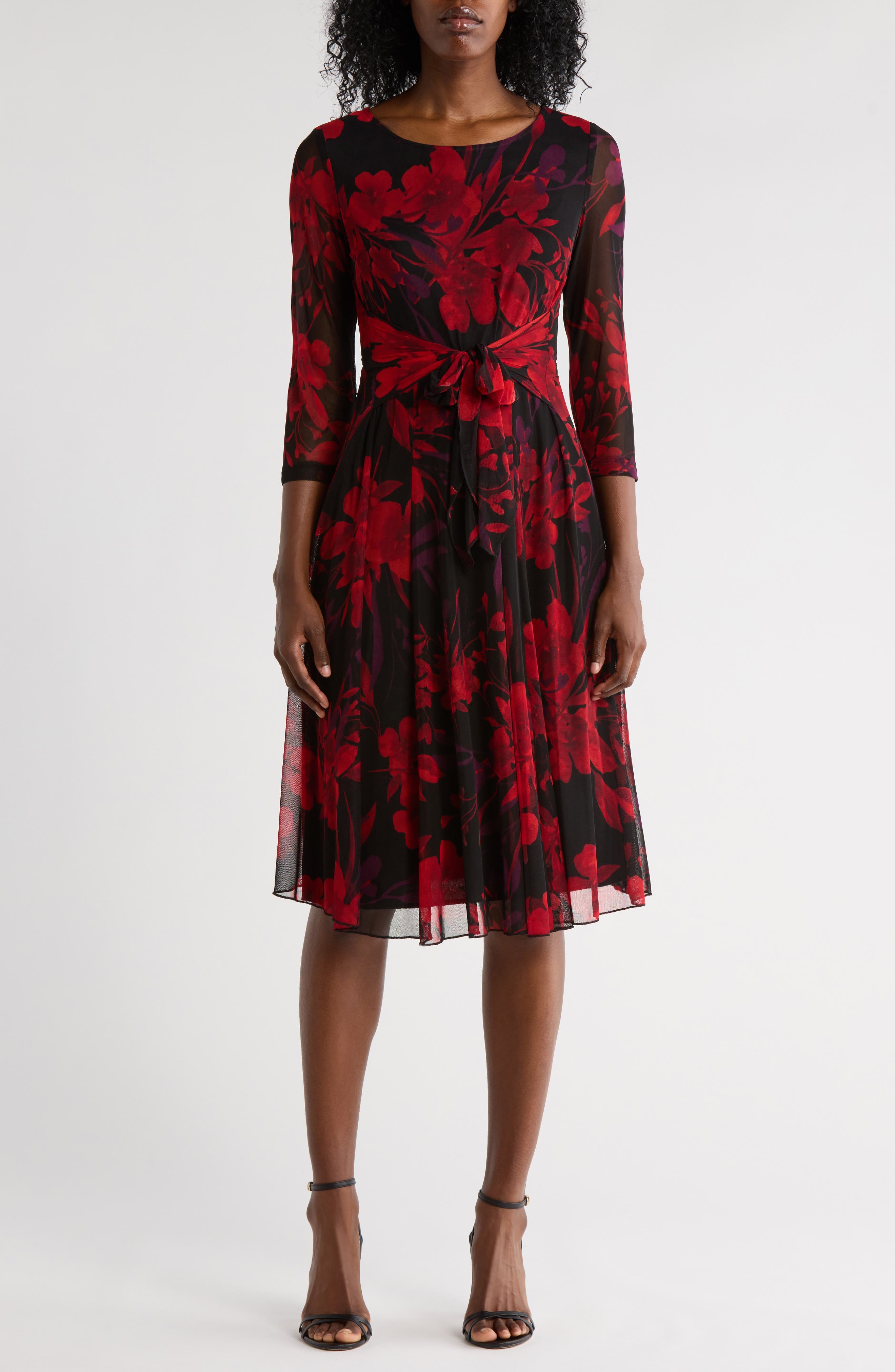 Connected Apparel Waist Tie Mesh Dress (Women) | Nordstromrack