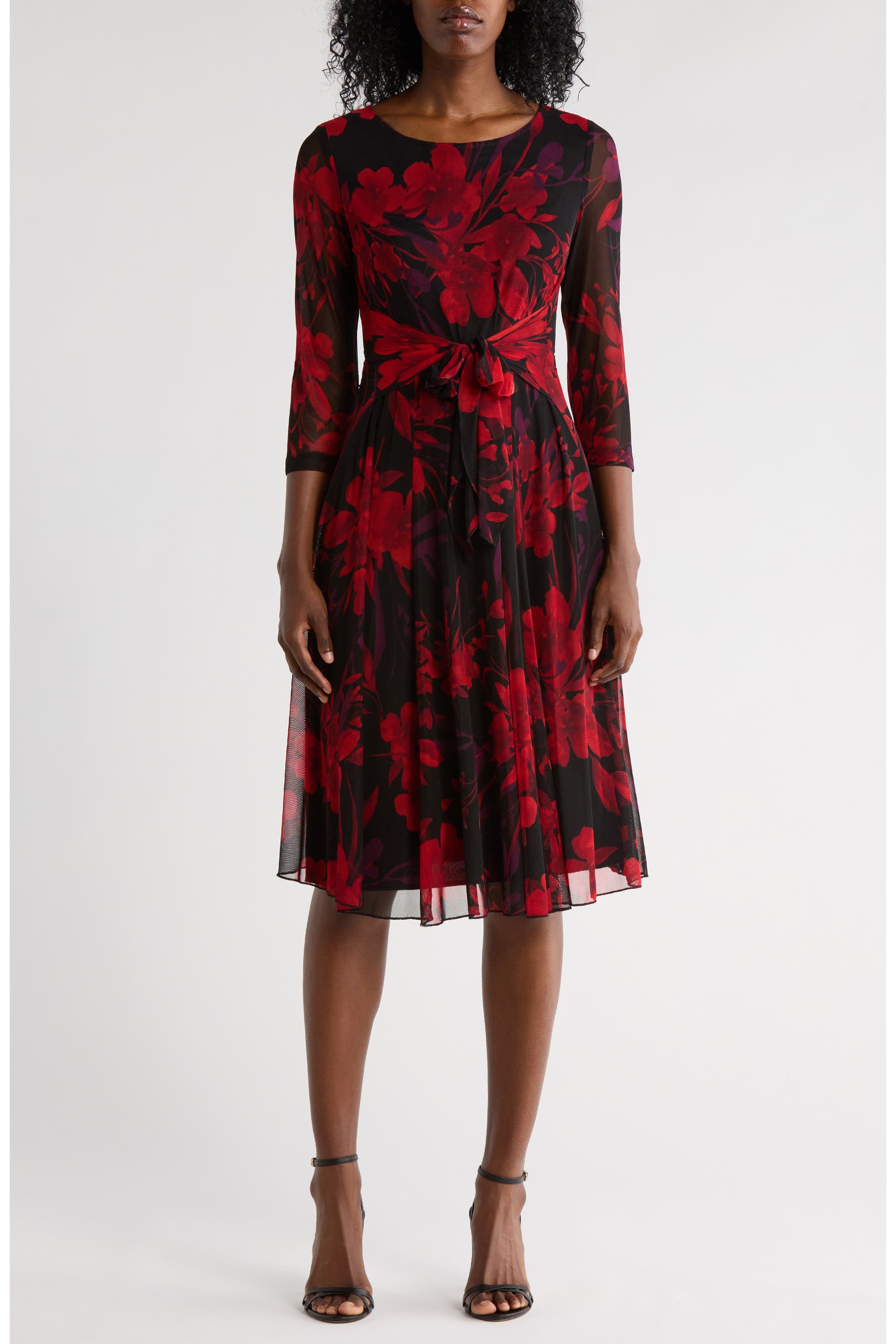 Connctd Connected Apparel Waist Tie Mesh Dress (Women) | Nordstromrack
