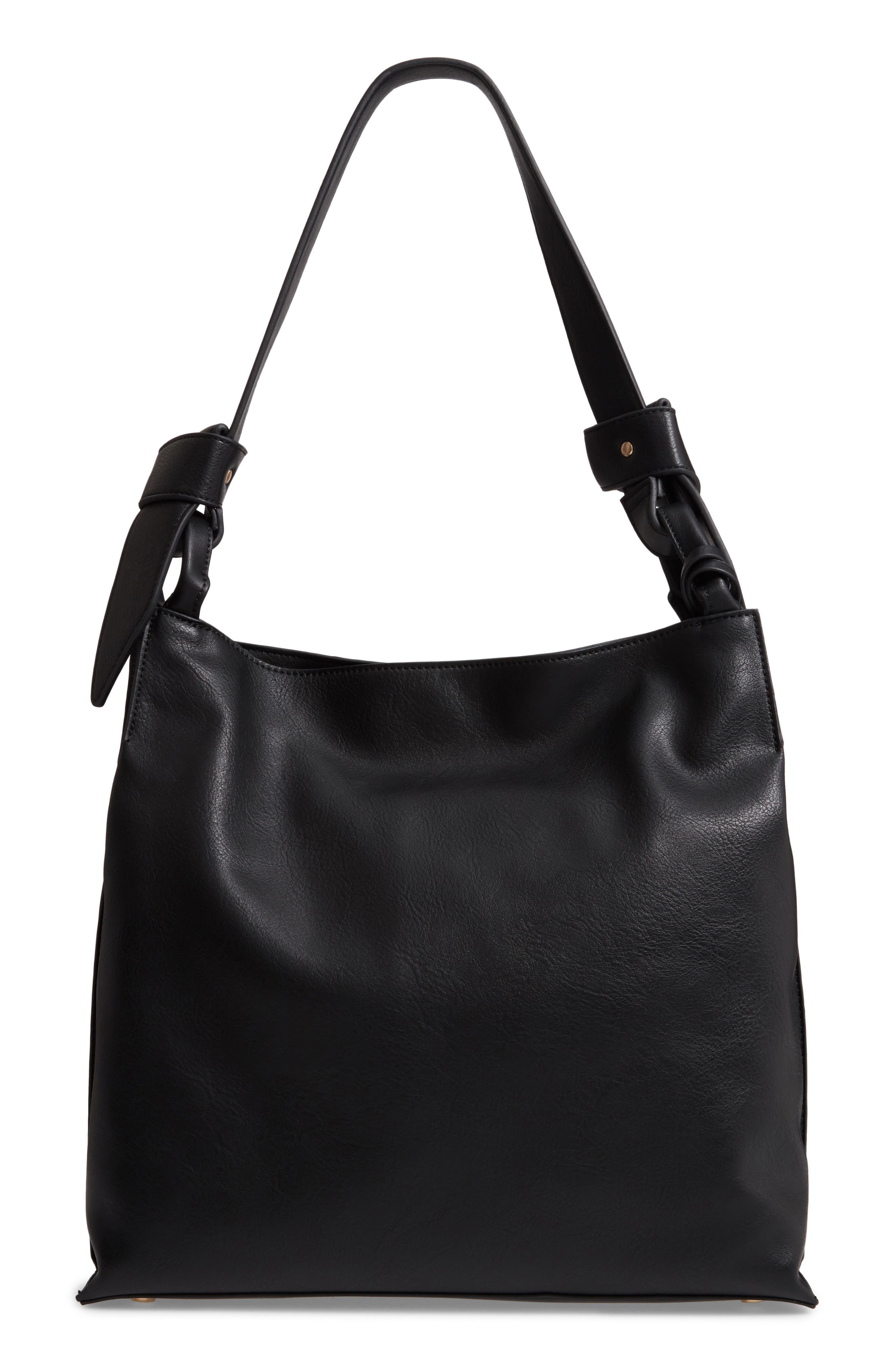 Josah Faux Leather Shoulder Bag, Main, color, BLACK