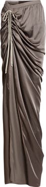 Rick Owens Edfu Ruched Satin Skirt