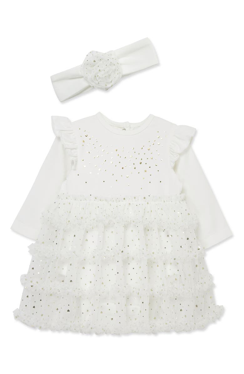 Little Me Kids' Star Shine Tutu Bodysuit Dress & Headband Set, Main, color, Ivory