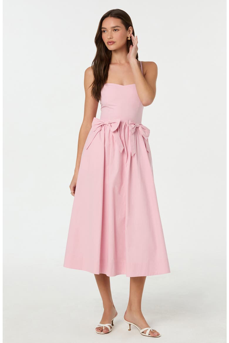 Poplin Bow Detail Midi Dress, Alternate, color, SOFT PINK