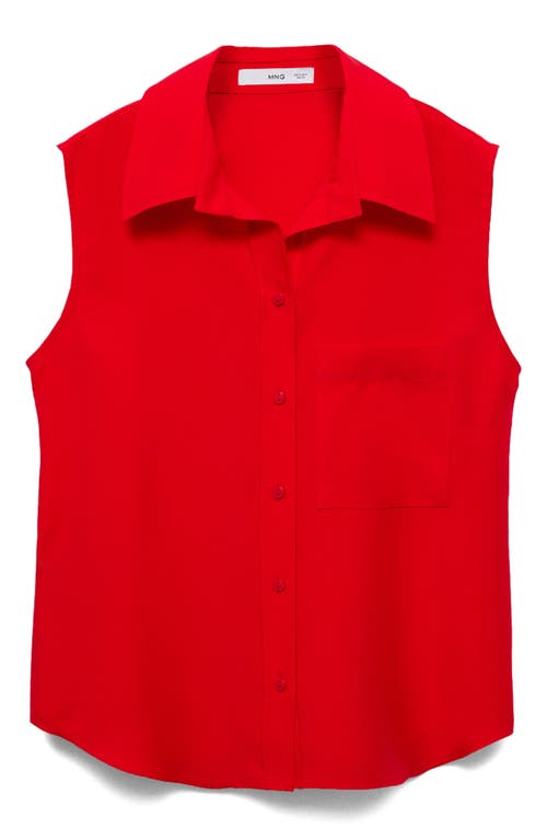 Mango Sleeveless Button-up Shirt In Red