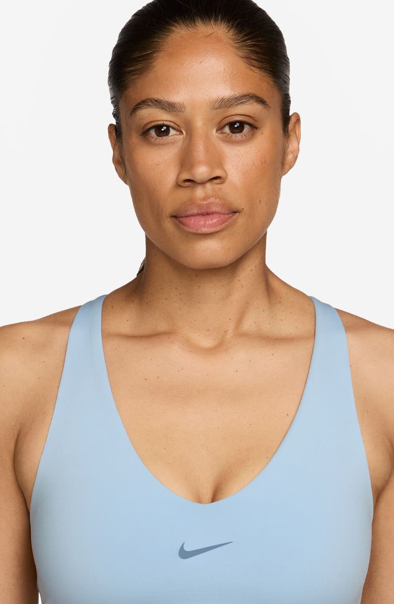 Nike Universa Dri-FIT Padded Sports Bra, Alternate, color, Celestine Blue/ White