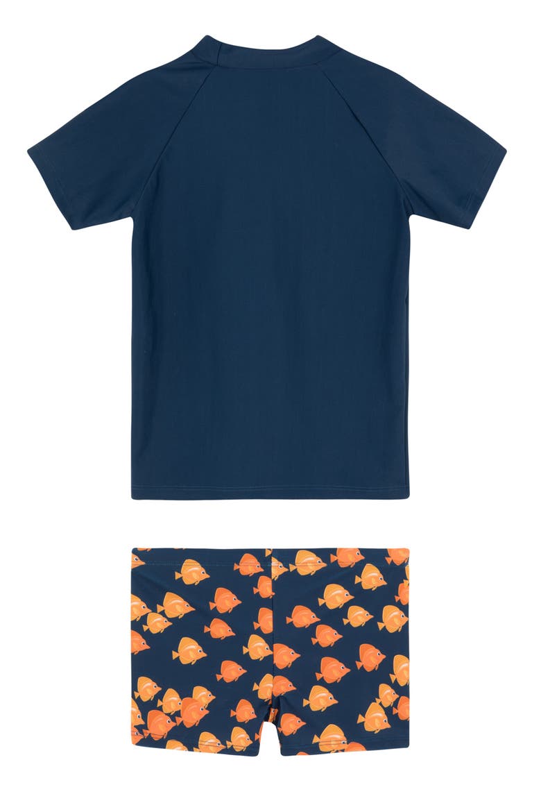 Little Gents Short Sleeve Swim Short Set, Alternate, color, Navy