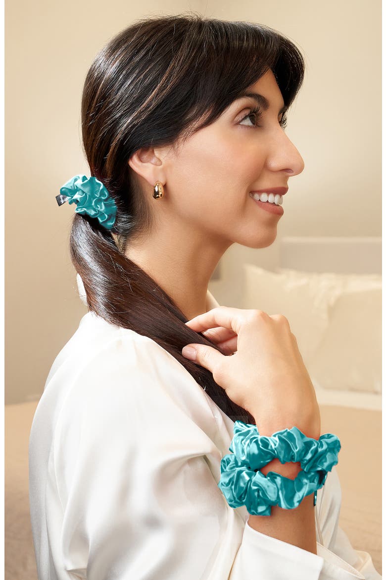 3-Pack Silk Scrunchies, Alternate, color, MINT