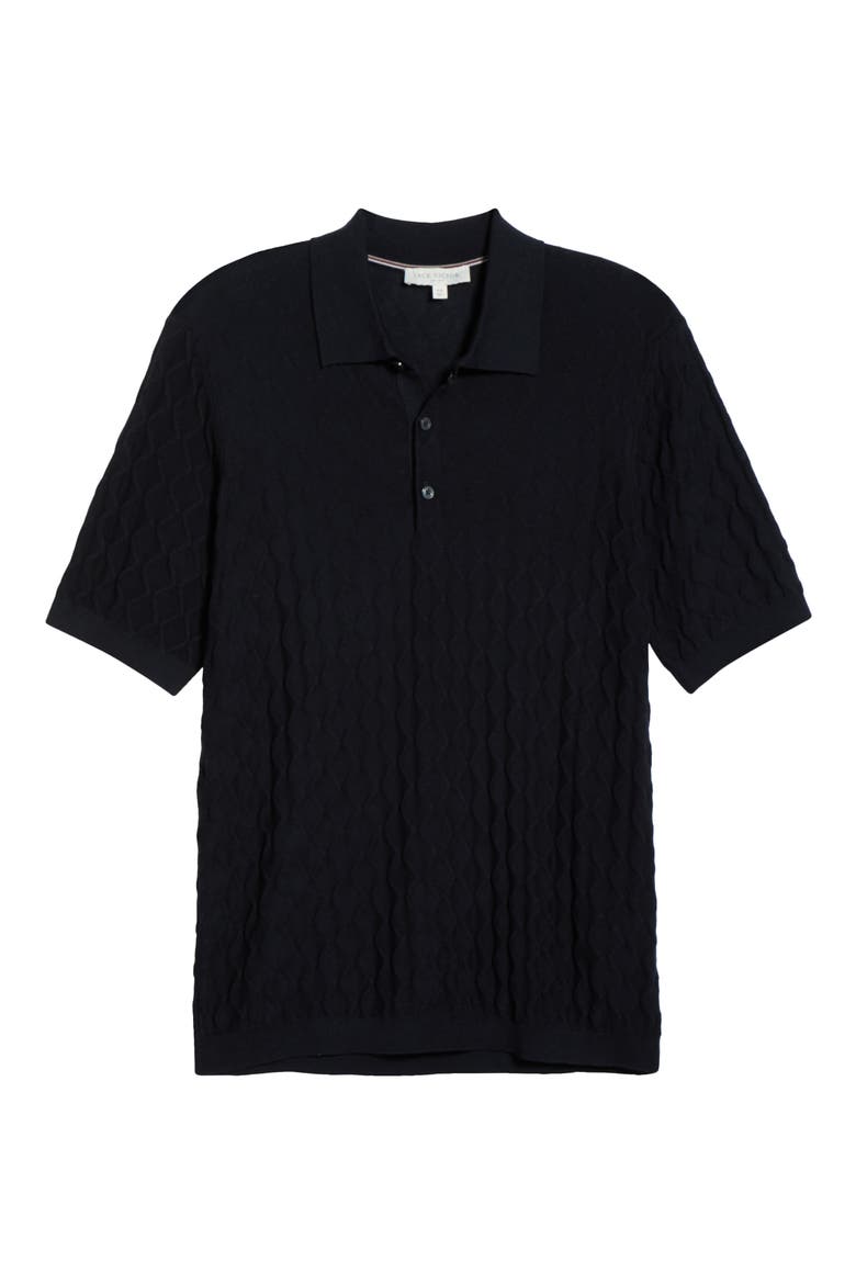 Dylan Cotton & Silk Jacquard Polo Sweater, Alternate, color, MIDNIGHT