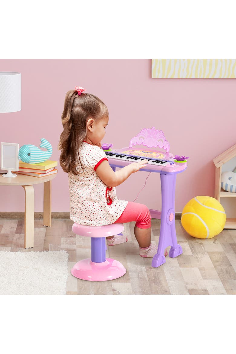 32-Key Kids Electronic Piano (Princess), Stool, MP3, Record, Microphone, Alternate, color, Pink